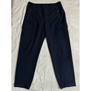 Athleta Endless Cargo High Rise Jogger Navy Elastic Waist Pants Women’s Size 14